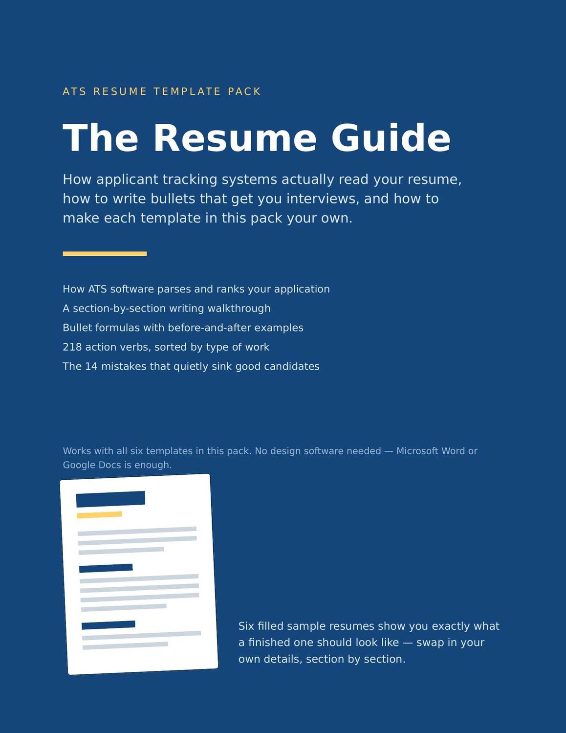ATS Resume Templates for Engineers, Graduates, Office & Admin Staff, Sales and IT — 6 Word Templates + Writing Guide cover