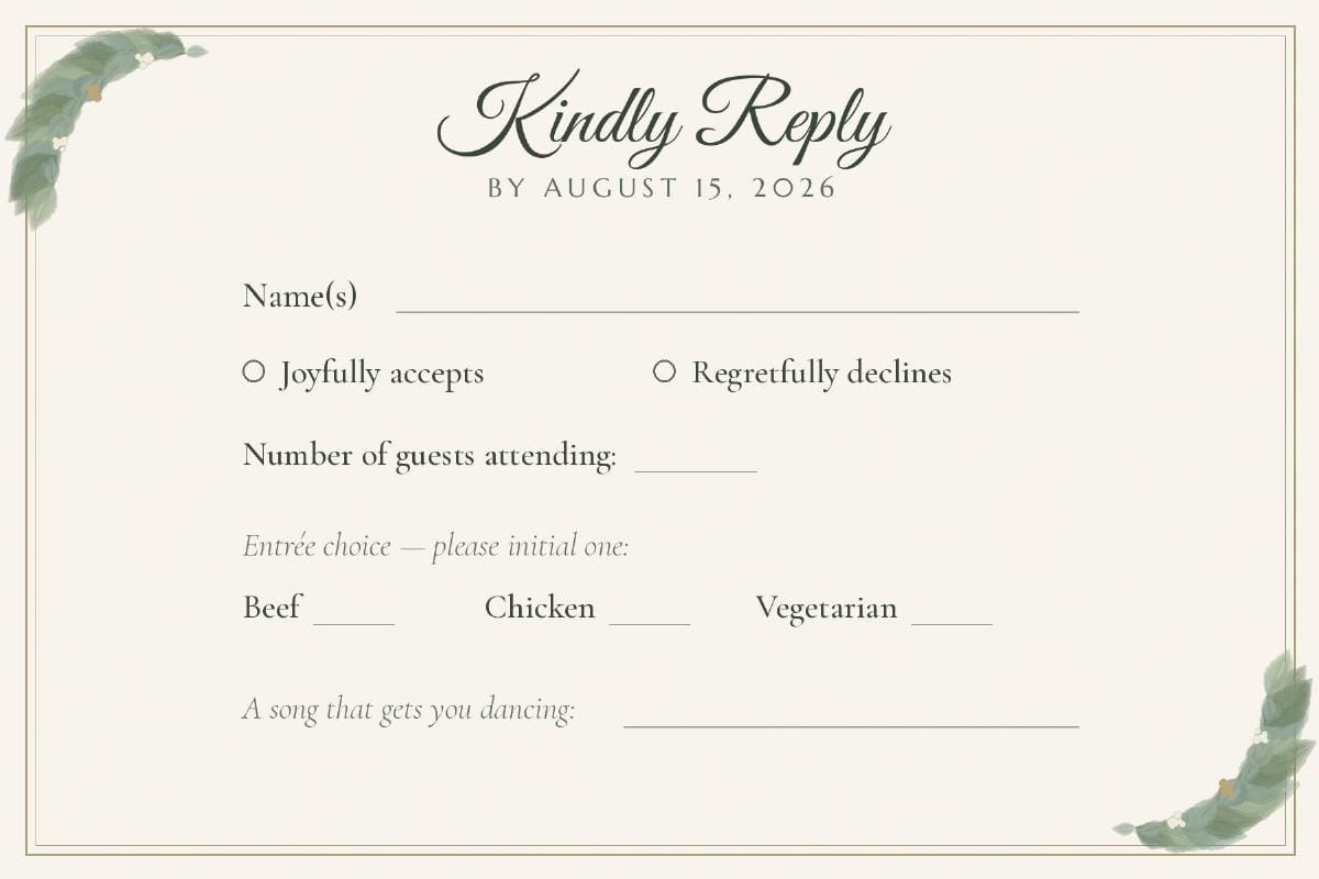 Botanical Wedding Invitation Suite — Editable Wedding Templates (Invitation, RSVP, Welcome Sign, Seating Chart, Menu, Table Numbers & Place Cards) preview 2